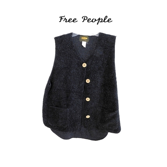 FREE PEOPLE WMN S BLACK RAW EDGE OVERSIZED VEST - Picture 2 of 7